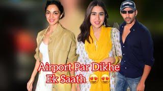 SarTik 🫶 Sara Ali Khan Kartik Aaryan and Kiara Advani at the airport