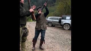 Ben Husthwaite & client take a few big shots from a day at Chargot on some seriously high pheasants