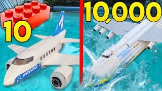 10 VS 10000 Piece Lego Plane Crash IN POOL