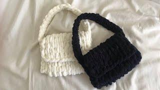 Knit and wear in 10 minutes  Lets knit a bag without crochet hook or needle