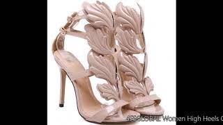 4FSGLOBAL Women High Heels Gold Winged Leaves Stiletto Gladiator Party Shoe