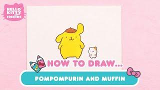 How to Draw Pompompurin and Muffin  Hello Kitty Crafts