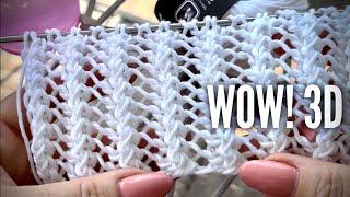 ПРОСТОБЫСТРОВОЛШЕБНО Двусторонний ажур 3D повторяем всего 1 ряд Magic knitting pattern