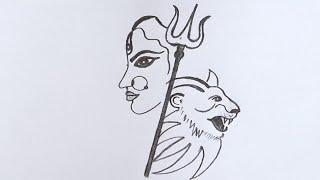 HOW TO DRAW A GOD DEVI MATA WITH SPEAR AND LION - @TamilNewArt