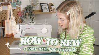 How to Sew for Beginners  How to use a Sewing Machine  Sew an Easy Tote Bag  SEW WITH ME