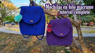 Mochila a crochet en hilo macrame  Aprende a tejer una mochila  Macrame backpack