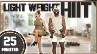 25 Minute Full Body Light Weight Dumbbell HIIT Workout NO REPEAT Low Impact