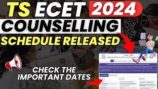 TS ECET 2024 Counseling Schedule& Important Dates Revealed #tsecet2024