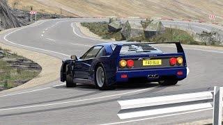 Ferrari F40 BLU Drifting Downhill at Transfagarasan  Assetto Corsa