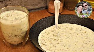 В Жару это просто спасенье. Холодный кисло-молочный суп с зеленью. Довга. Азербайджанская кухня.