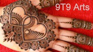 Latest Unique Heart Shape Mehndi Design for Front handsValentine Day Special Simple Mehndi Designs