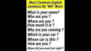Most common English sentence by using WH word #shorts #youtubeshorts #english