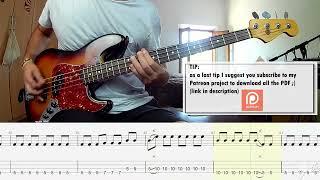 U2 - Beautiful Day BASS COVER + PLAY ALONG TAB + SCORE