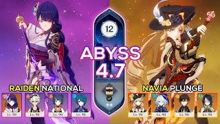 C0 Raiden National & C0 Navia Plunge - Spiral Abyss 4.7 - Genshin Impact