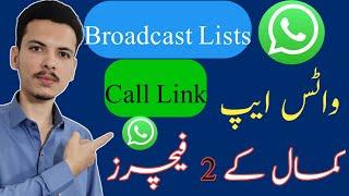 Usage of WhatsApp Broadcast Lists WhatsApp Call Link Feature  WhatsApp Features 