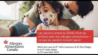 Les vaccins contre la COVID-19 et les enfants avec des allergies alimentaires