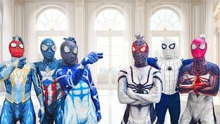 What If All Spider-Man in 1 HOUSE ???  Today is BLUE Spider-Man or White Spider-Man DAY?  Funny 