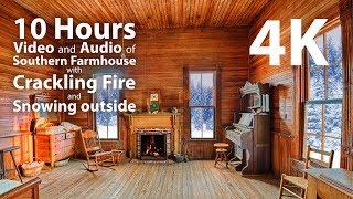 4K HDR 10 hours - Southern Farmhouse with Fireplace & Crackling Audio - relaxing warm calming