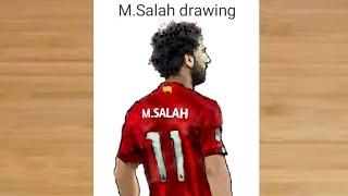 How to draw Mo. Salah back side with Liverpool Jersey  How to draw Mohamed Salah  M.Salah draw