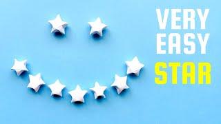 ⭐️Very Easy Lucky Star Origami Tutorial⭐️White Paper Origami ⭐️3D Star ⭐️Paper Star
