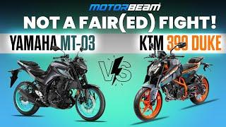 KTM 390 Duke vs Yamaha MT-03 - Not A Faired Fight  MotorBeam