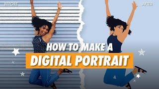 How to make FLAT ILLUSTRATION PORTRAIT cartoon yourself tutorial based on a photo in procreate