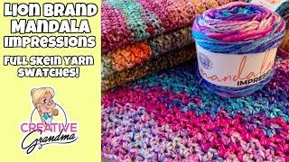 YARN SWATCH TIME Lion Brand Mandala Impressions - Swatches & Wash Dry Test #LionBrand