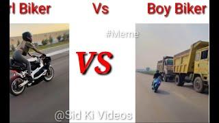 Girl biker vs Boy biker Stunt  Girls vs boys bike stunt Part 2 #memes #shorts