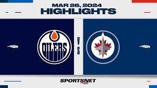 NHL Highlights  Oilers vs. Jets - March 26 2024