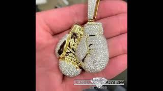 A Fighter Must Have Diamond Boxing Gloves That packs a Punch with VVS Diamonds 14k Gold