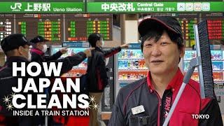 How Japanese Clean Train Stations & Public Toilets  Tokyos UENO STATION Team  ONLY in JAPAN