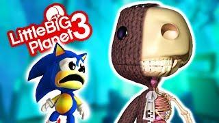 Sonic Goes Inside Sackboy - LittleBigPlanet 3 PS4 Gameplay  EpicLBPTime