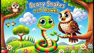 Scary snakes and hawks English Story for kids.