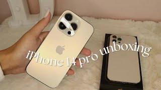 iPhone 14 pro gold  aesthetic unboxing + accesories 