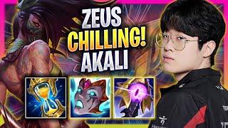 ZEUS CHILLING WITH AKALI TOP - T1 Zeus Plays Akali TOP vs Rumble  Season 2024