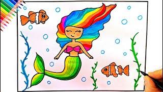 Deniz Kızı Çizimi - Deniz Kızı Boyama - Deniz Kızı Nasıl Çizilir? - How To Draw Mermaid