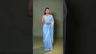 LightBlue Chiffon Saree with Beaded and Diamond Work Border. INR 3480-  US $58 - Code PSAFC1173