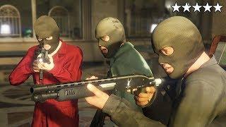 GTA 5 - Bank robbery with Michael Franklin and Trevor Escape with money to Bennys Garage
