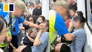 Elderly man taunts woman while demanding seat in train