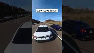 22 WRX vs 18 STi Both stock