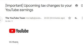 Upcoming tax changes to your YouTube earnings  Youtube Update March 2021  U.S. tax requirements