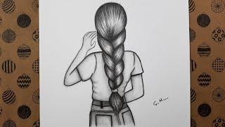 Easy Pencil Drawings How to Draw Girl with Braided Hair Step by Step