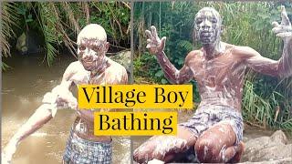 This is how African Boy Bath in the River  Village outdoor Bath  #villagelife