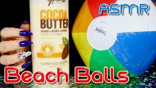 ASMR BEACH BALLS  Blowing Up Tapping Sticky Fingers Lotion & Popping  No Talking  JoWi ASMR