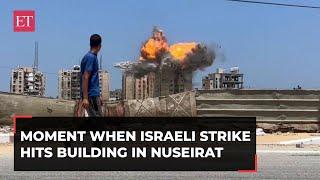 Gaza War Day 288 Moment when Israeli airstrike hits residential building in Nuseirat watch