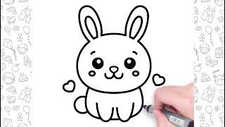 Easy Rabbit Drawing Step by Step  Bolalar uchun oson chizish  Easy drawing for kids