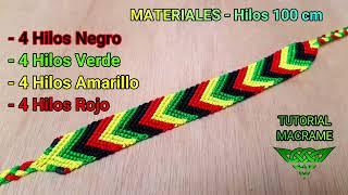 Tutorial Macrame  Como hacer PULSERA RASTA Chevron  How to make frendship bracelet