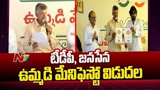 Pawan Kalyan Chandrababu Releases Joint Manifesto  TDP  Janasena  Ntv