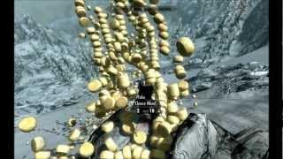 Skyrim 4200 cheese wheels rolling from high hrothgar HDULTRA GRAPHICS
