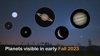 Planets visible in early Fall 2023.  Planets through a telescope